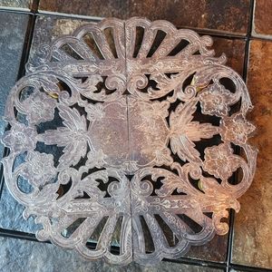 Vintage Wallace 7322 Silverplate Footed Etched Trivet 8.5"